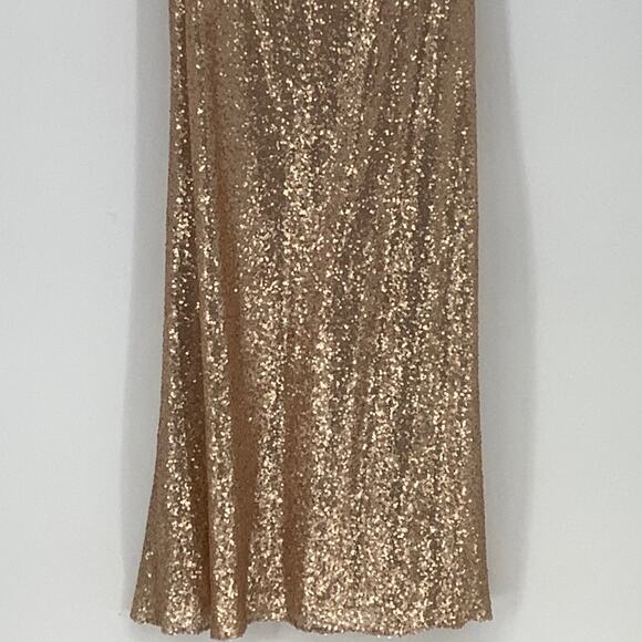 NEW! Dessy Collection Size 14 Mermaid Maxi Sequin Dress Rose Gold $285 MSRP J2-1 - Picture 8 of 10